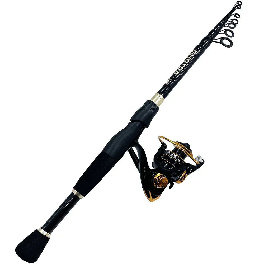 GHOTDA Ultra-light Telescopic Lure Rod 1.6 -2.4 M with 5.2:1 High Speed Spinning Metal Fishing Reel 1000-4000 Series Group