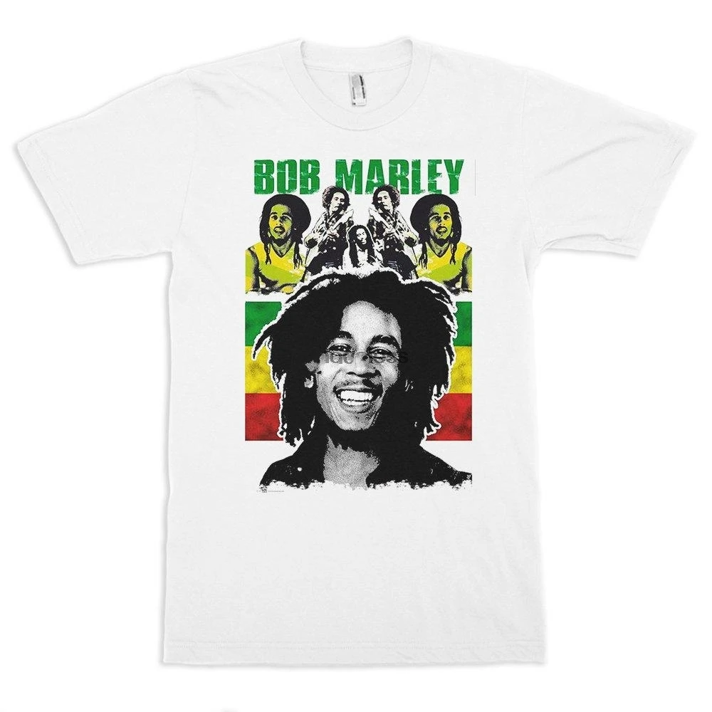 

Bob Marley Tricolor T Shirt 100% Cotton Shirt Men'S And Women'S Sizes