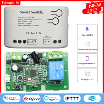 Tuya-Zigbee 스마트 1 채널 스위치 모듈, DC 12V 24V 32V AC 110V 130V 220V 릴레이, SmartThing,2MQTT 게이트웨이 브리지 허브 RF433 제어