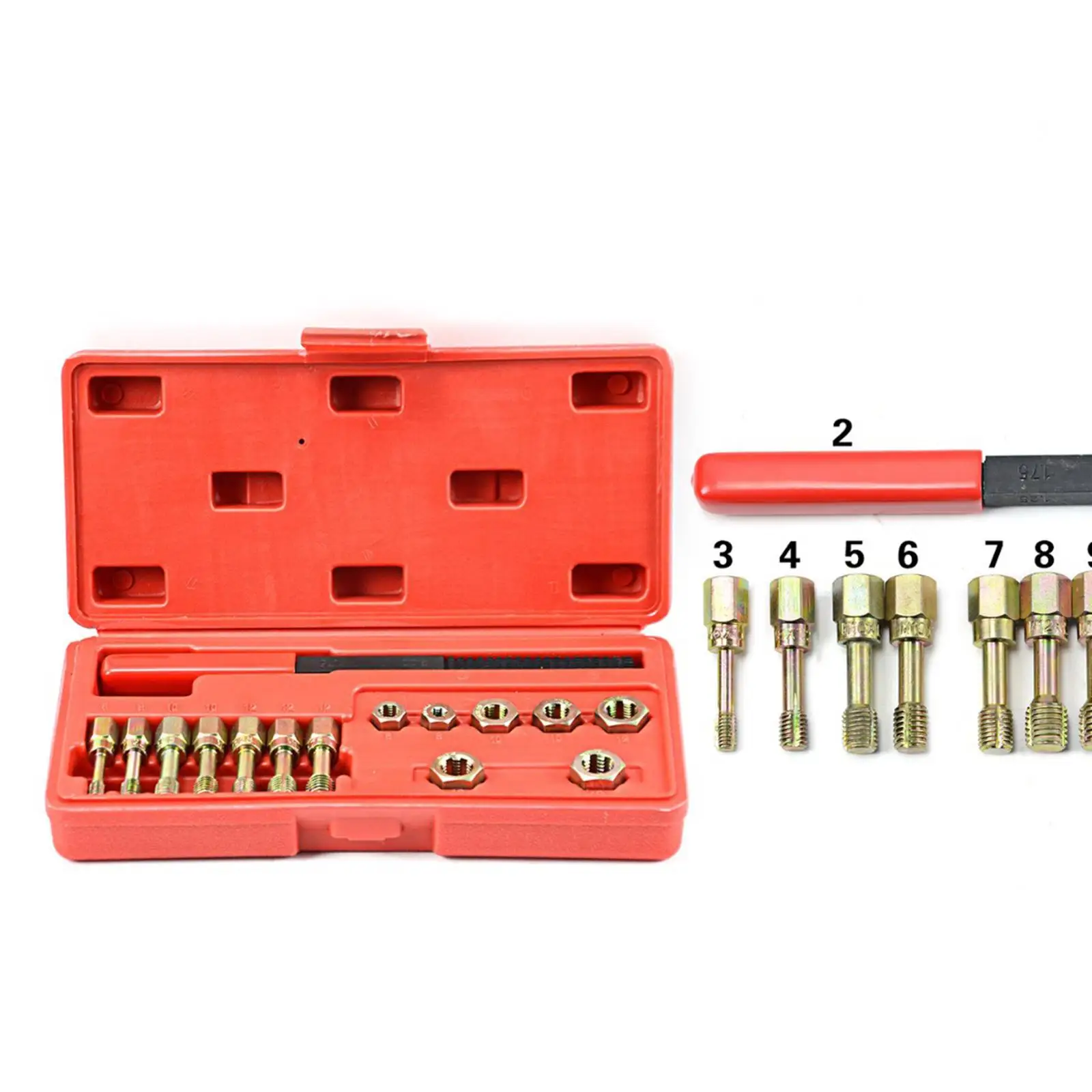 

15 Pieces Universal Spindle Thread Repair Set Practical Installation Tool Easy Carry Multipurpose Thread Chaser with Storage Box