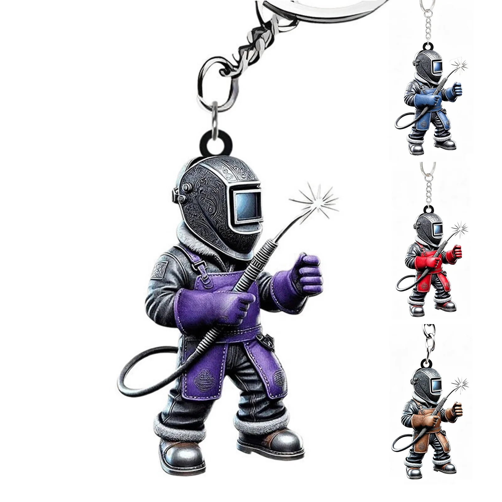 2D Flat Acrylic Welding Keychains Lightweight Welder Lover Keychains Metalworker Keyrings for Men Husband Dad Birthday Xmas Gift
