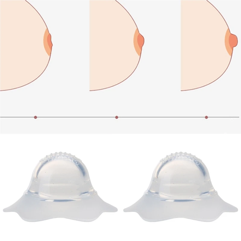 2Pcs for Nano Silver Silicone Nipple Corrector Petal-Shaped Extractor Suction