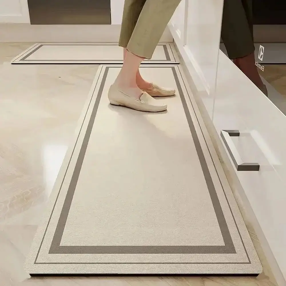 VIKAMA Home Water-Absorbent Foot Mat, Kitchen Diatomaceous Earth, Anti-Slip, Easy to Maintain, Industrial Style, Trendy