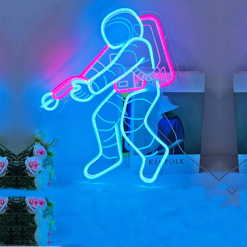 Usb Alien Astronaut Neon Sign Lights Rocket Space Star Modeling Lamp Nightlight Decorazione Da Parete Per Bar Party Game Room Festival