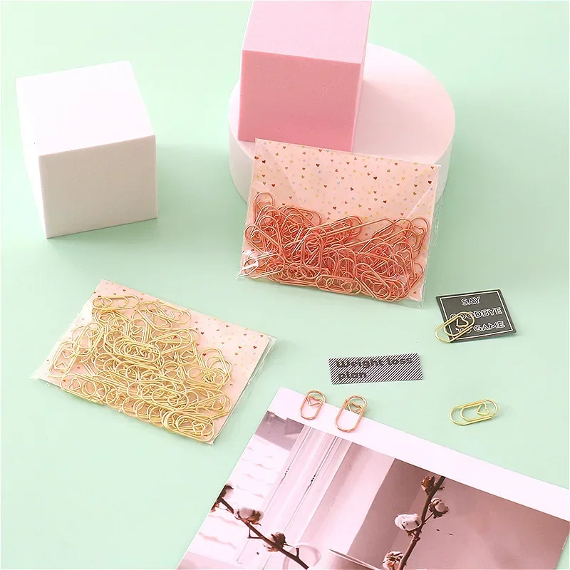 Binder Clips Paper Clips Mini Bookmark Metal Clamp Clips 50pcs Metal Love Heart Paper Clips