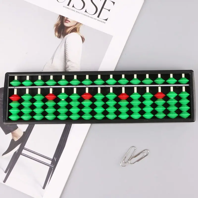 Plastic Abacus Soroban 15 Rods Beads Column School Learning Counting Tool For Ma