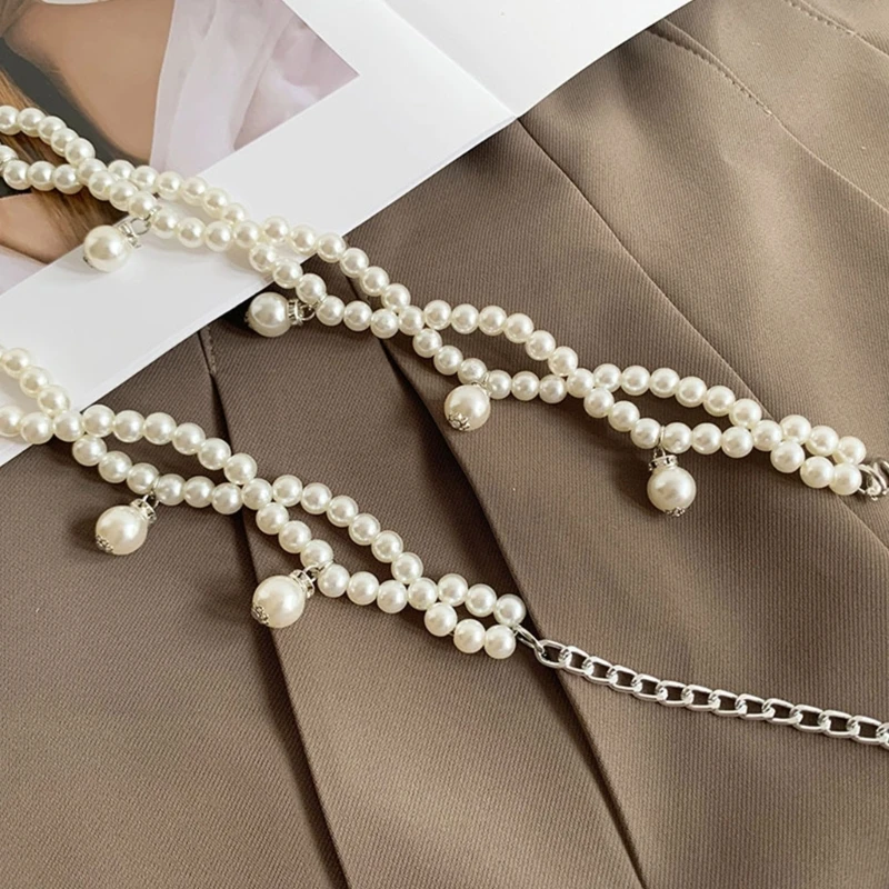 

Elegant Women Waist Belt with Pearl Vintage Romantic Metal Waist Belt Women Seaside Dress Shirt Waist Seal Belt