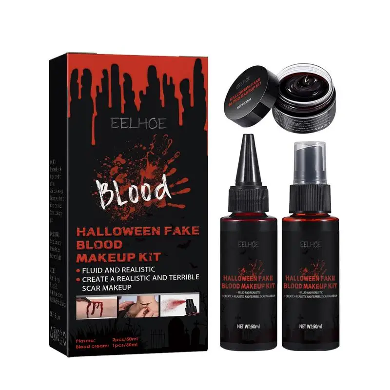 Fake Blood Kit Halloween Blood Makeup Set For Clothes Dress Up Zombie Vampire Makeup Halloween Horror Festival Party Supplies images - 6