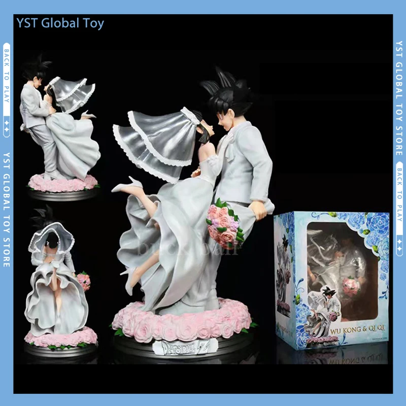 

Dragon Ball Anime Figure 31cm Son Goku And Chichi Action Figure Marry Wedding Decoration Collectible Model Doll Kids Gifts Toys
