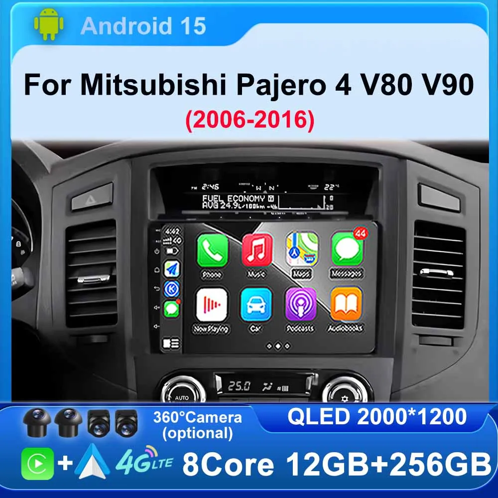 Android para Mitsubishi Pajero 4 V80 V90 2006 -2016 pantalla de coche Radio automática Multimedia GPS navegación de vídeo Carplay Buletooth 4G 1