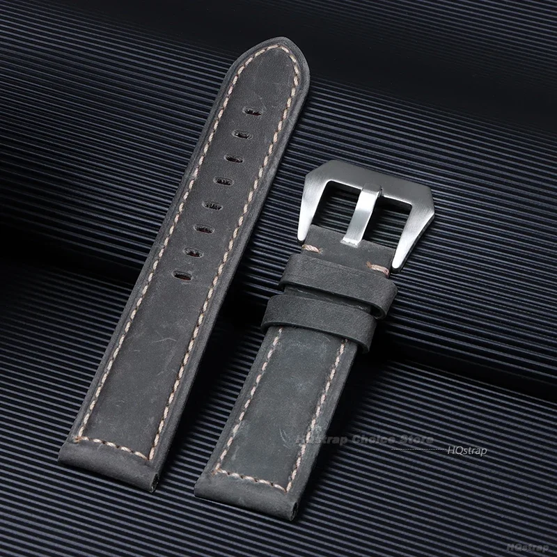 Vintage Matte Genuine Leather Watchband Bracelet - Black, Blue, Brown