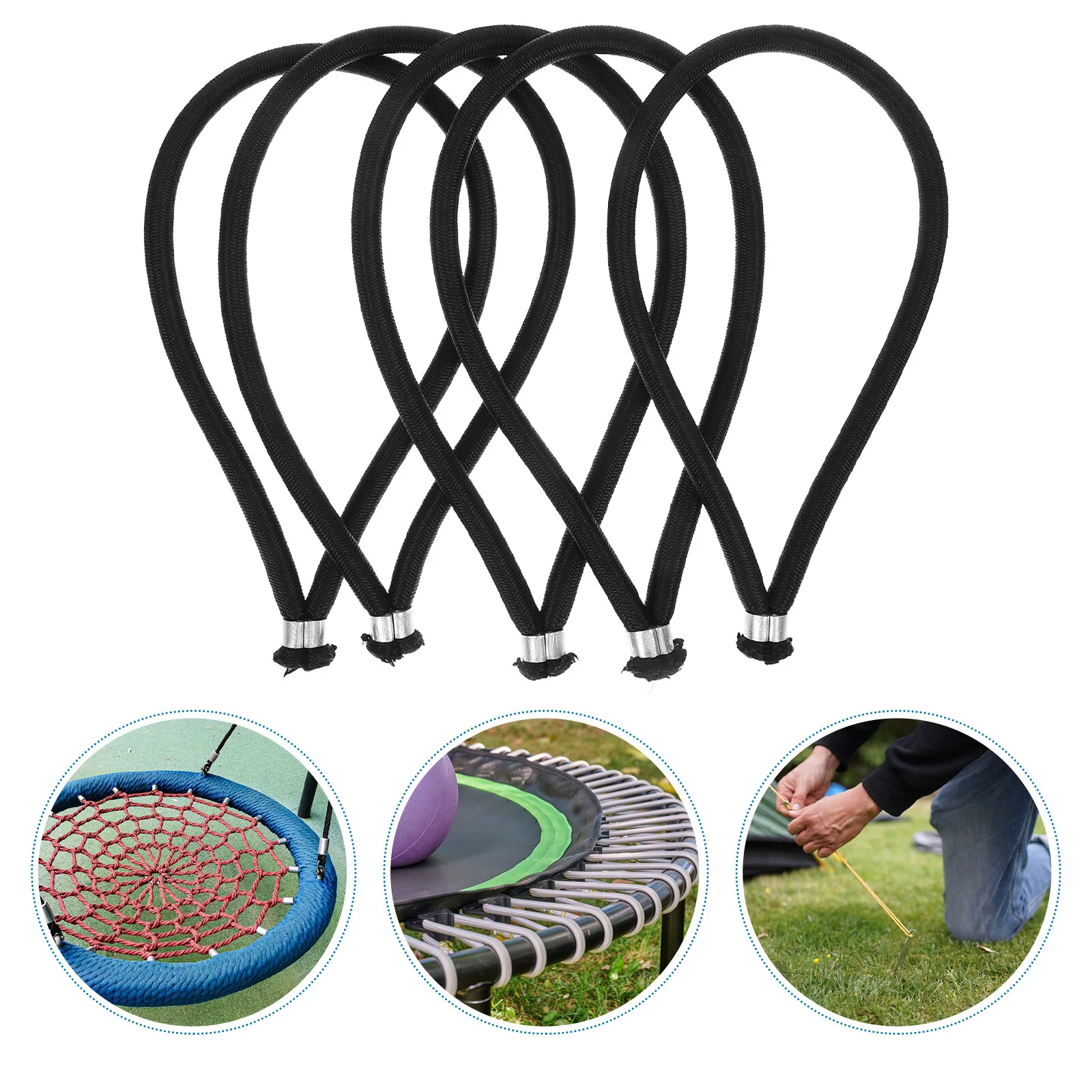 

5 Pcs Trampoline Elastic Rope Heavy Duty Bungee Cords Tarps For Fixing Drawstring Tight Belt