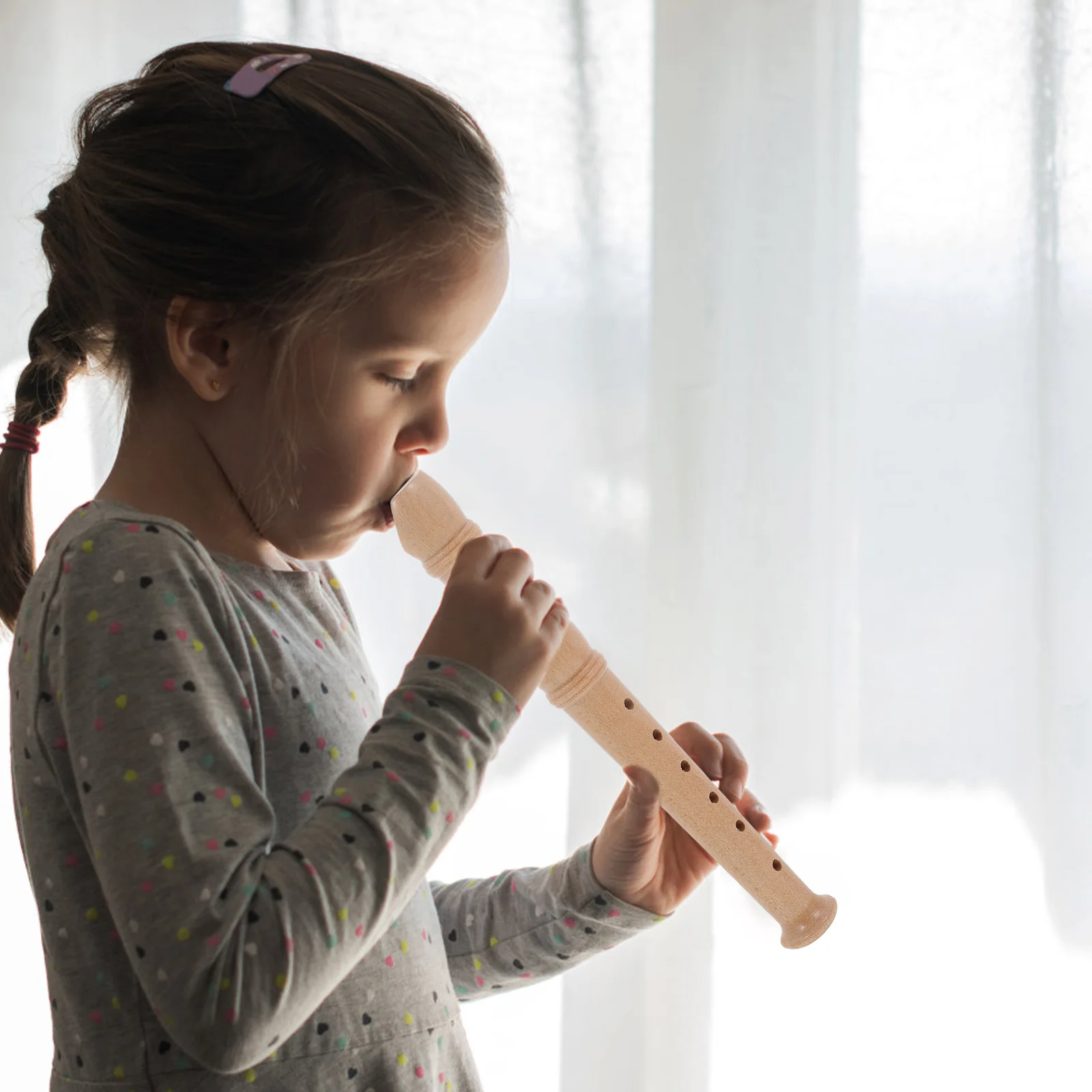 Recorder Toy Kids Clarinet Wear Resistant Convenient Wooden Flute Clarinet 6-hole Soprano Recorder for Home School