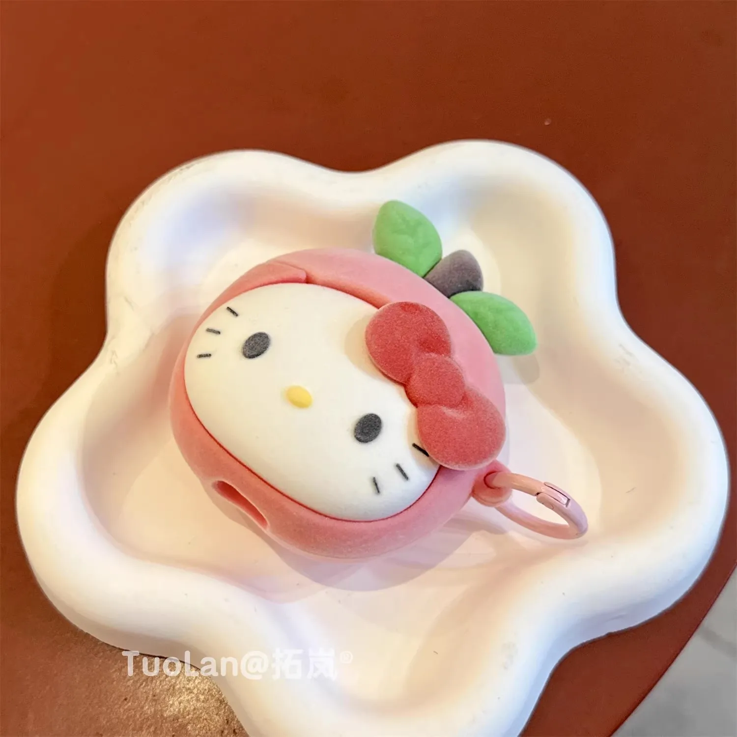 Kawaii Cute Lovely Peach Plush Silicone Earphone Case Cover