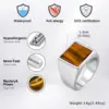Vnox – chevalière de 14mm pour hommes, en acier inoxydable, forme géométrique avec pierre naturelle, élégante et belle bague
