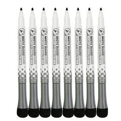 Vibrant Fine Tip Magnetic Whiteboard Markers with Erasable Caps - Set of 8 Colors for Home, School, and Office (8pc black pen)