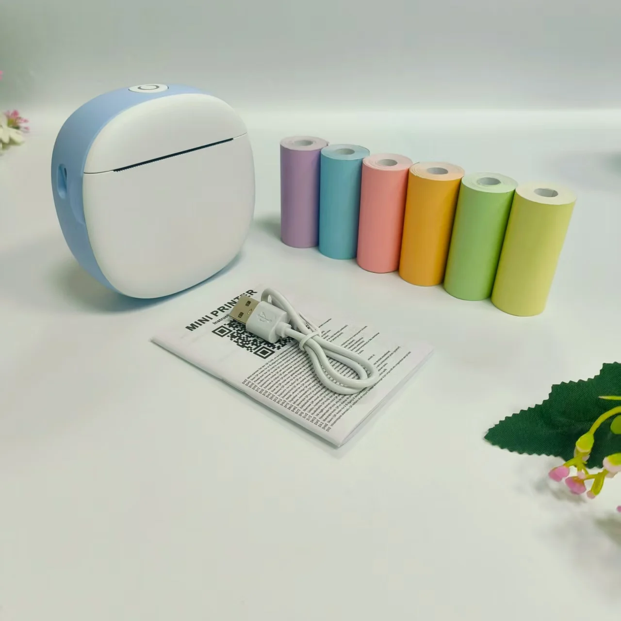 Impresora de etiquetas portátil inalámbrica con 6 rollos, 203DPI para bricolaje creativo, notas y álbumes de recortes