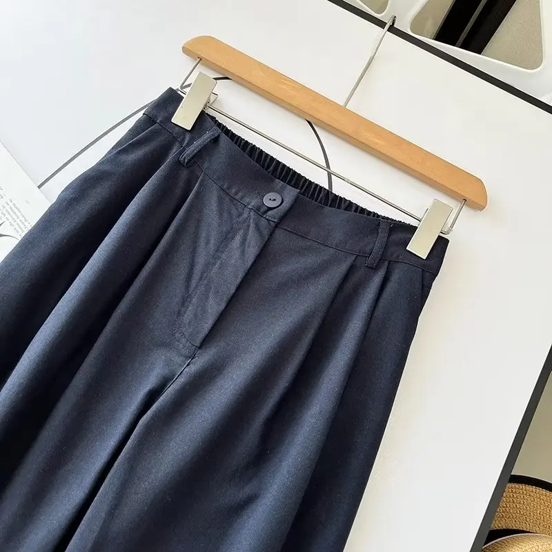 Withered Fashion Country Style Retro Cotton Linen Casual Pants Ladies Simple Loose Commuter Pants Women's Trousers