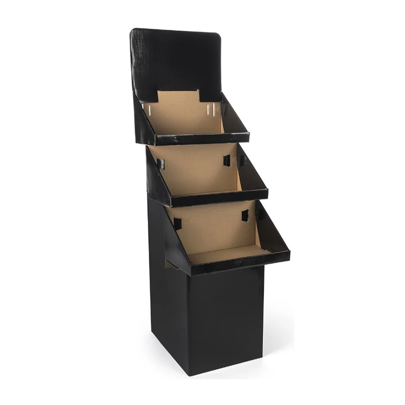 4 Layers Trade Show Stand Foldable Shelves Cardboard Magazine Display