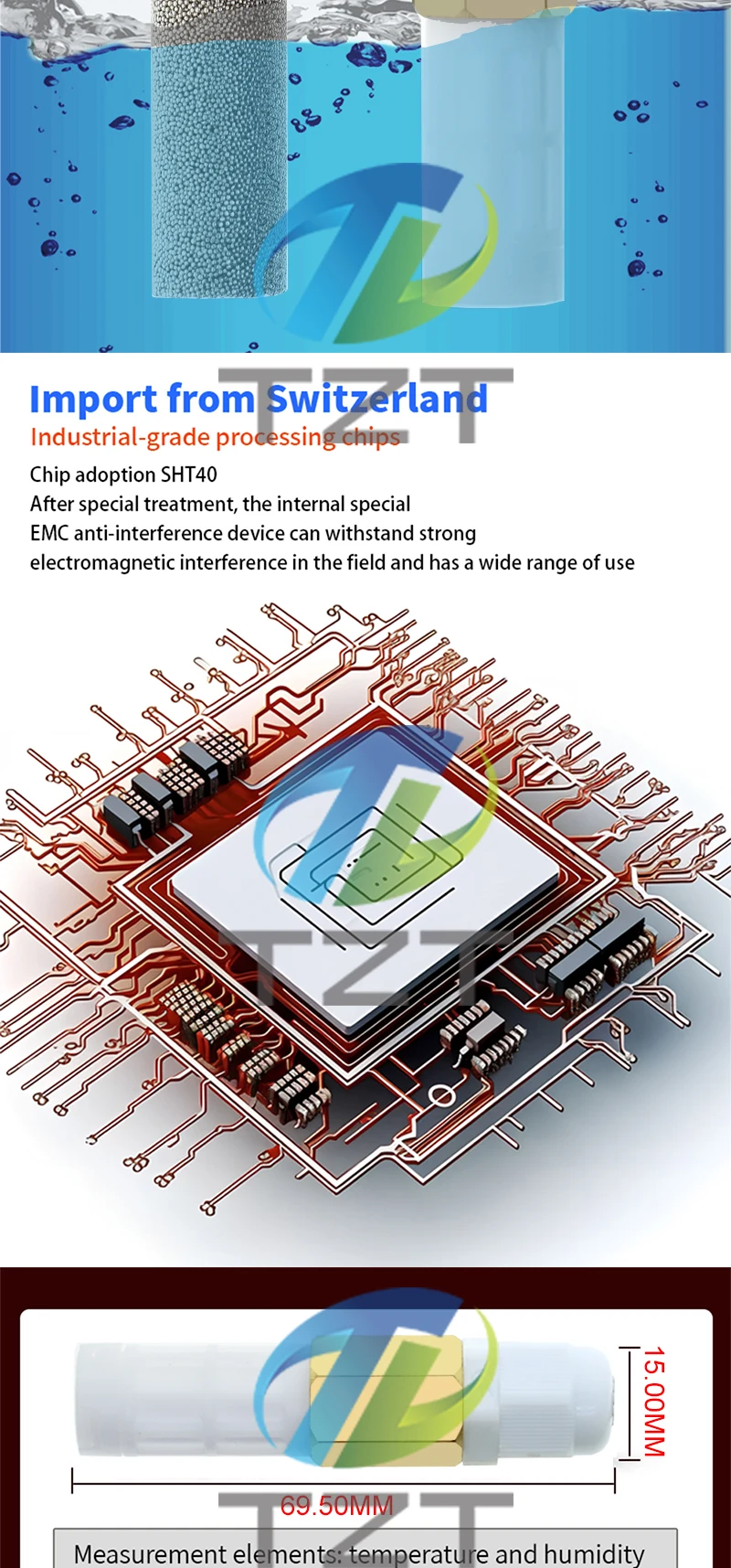 Digitales temperatur feuchtigkeit sensor sonde sender modul rs485 rs 485 modbus rtu wasserdicht innen erkennung und erfassung – Detail 2
