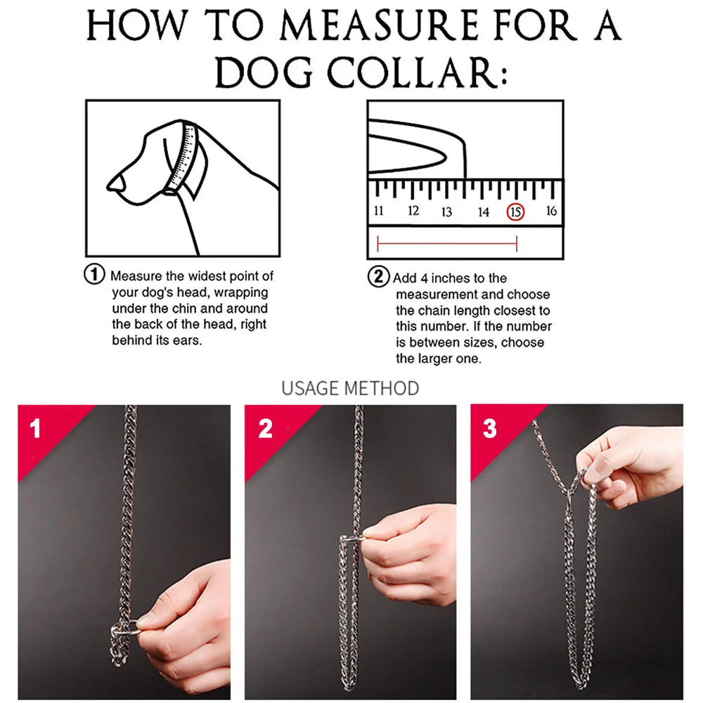 Title 18, 15mm Strong Metal Dog Chain Collar Stainless St...