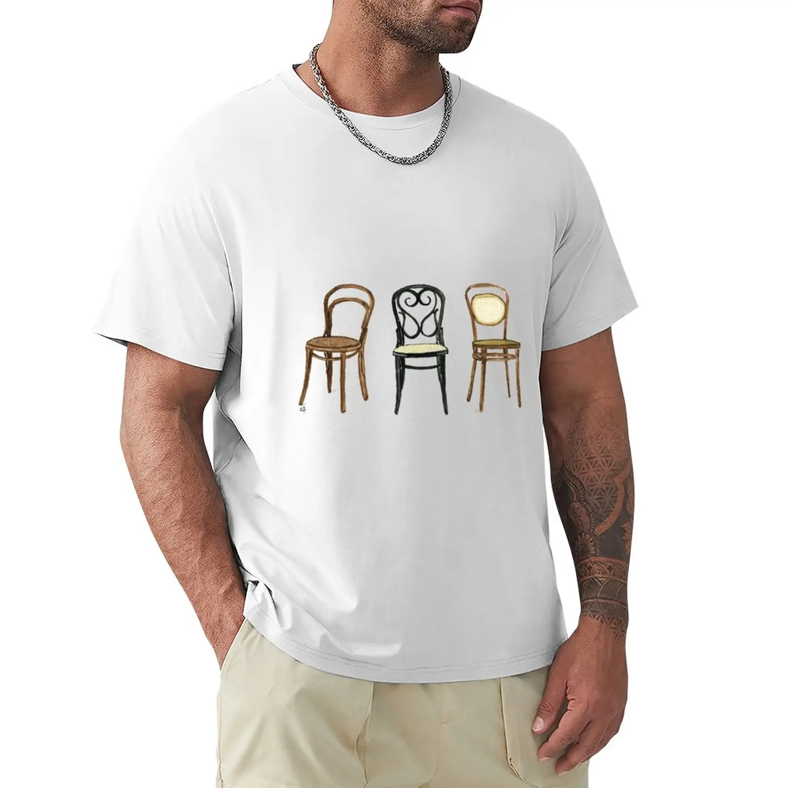 Thonet Chairs-T-Shirt Con Pittura Ad Acquerello Ragazzi Animal Print Anime Mens T Shirt Graphic