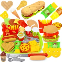 Simulation Food Kitchen Toys for Kids Pretend Play Cooking Toy Cookware Pot Hamburger Hot Dog Fries Parent-Child Interactive Toy 2