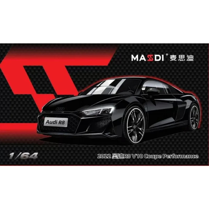 MASDI 1:64 2022 아우디 R8V10 스포츠카 럭셔리 세단 시뮬레이션 합금 자동차 모델 장식품 소년의 생일 선물