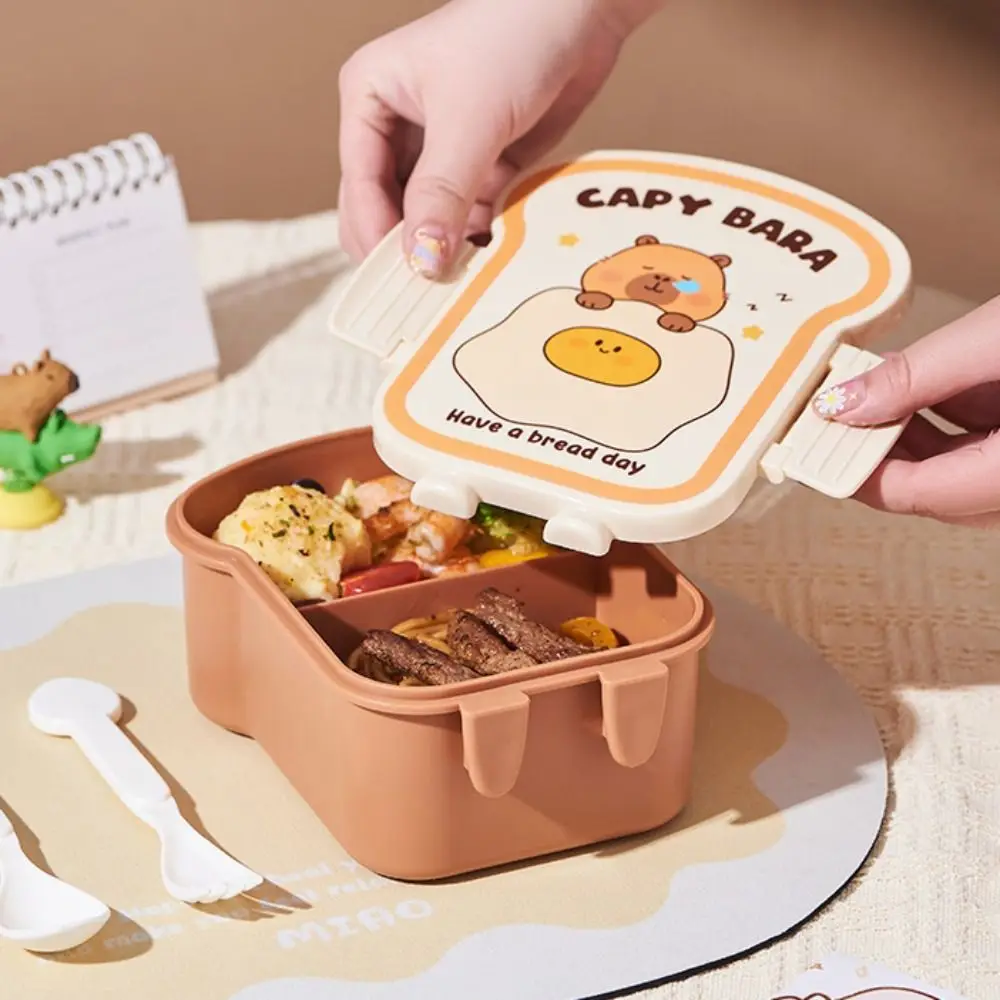 Capybara Lunch Box Toast Shape Grid Meal Box Leak Proof 1000ml