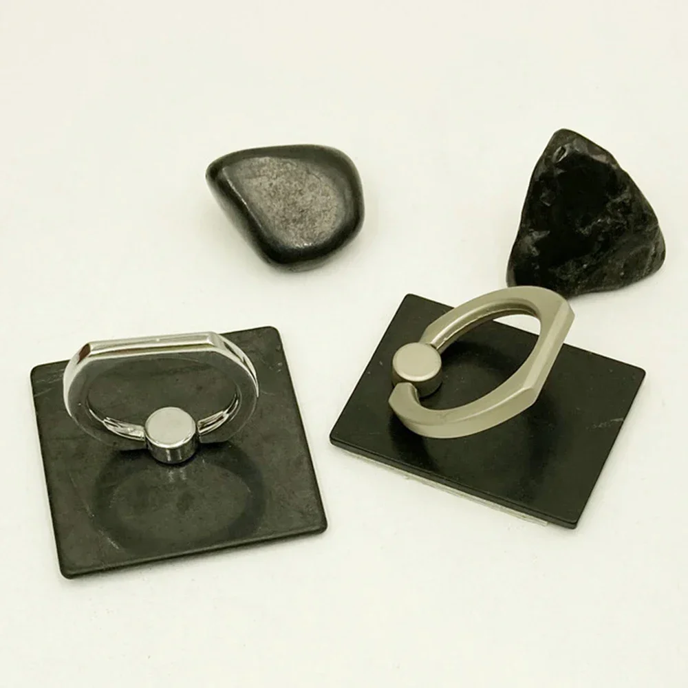 Mineraali Black Shungite Phone Sticker Ring Holder Plates Protezioni Anti-Radiazioni A Forma Quadrata Adesivi Per Meditazione Pietre Preziose