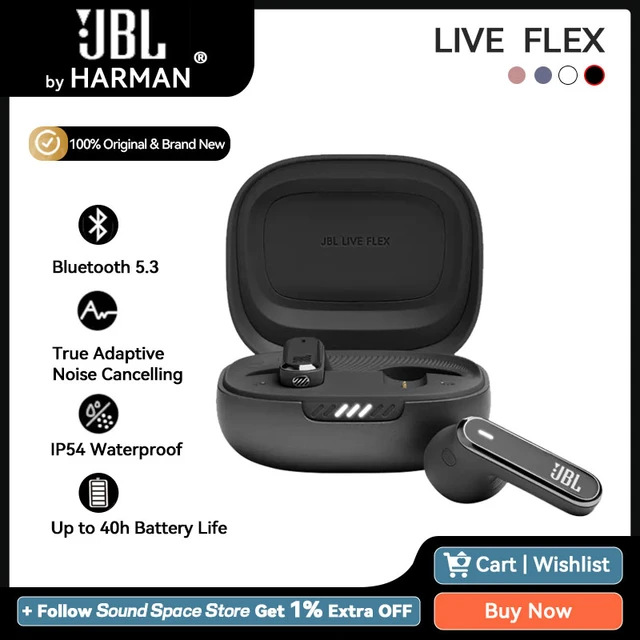 JBL Live FLEX auricolare Bluetooth 5.3 ufficiale ANC True Adaptive Noise  Cancelling auricolari Wireless Dual Connect IP54 impermeabili - AliExpress