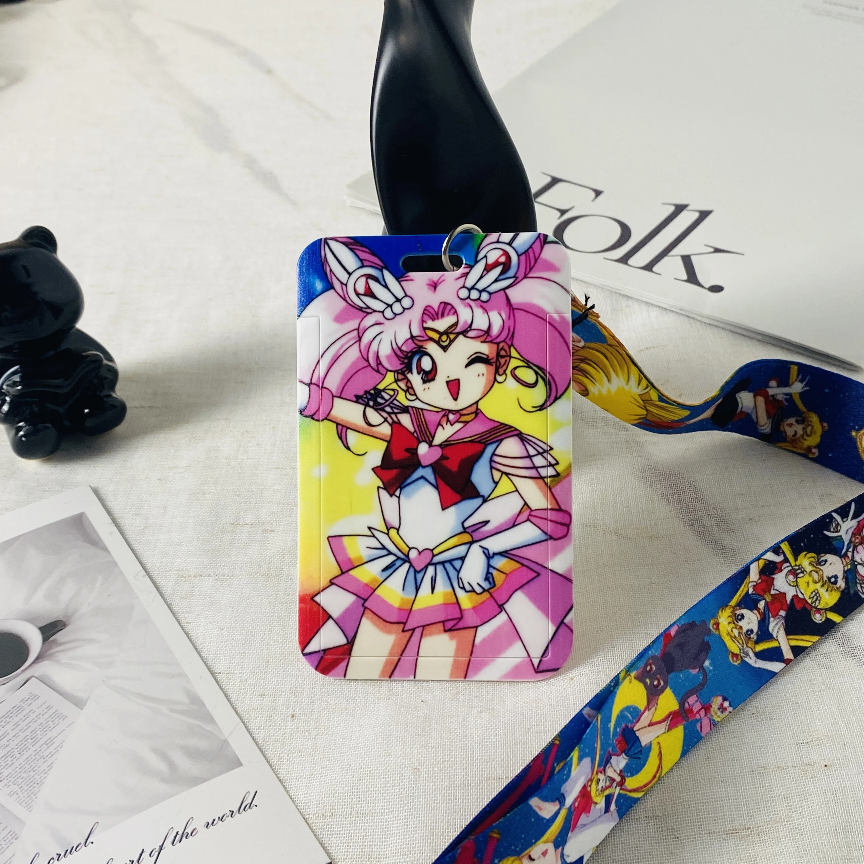 Anime-Themed Lanyard with Key Holder and Badge Strap