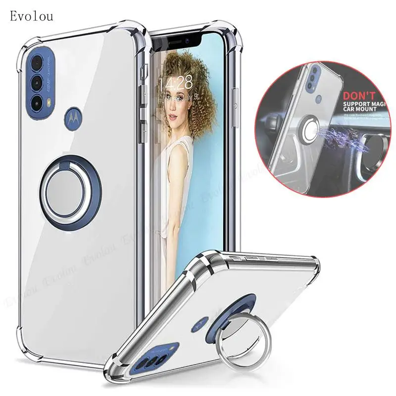 Magnetic Ring Stand Holder Transparent Shockproof Phone Cover