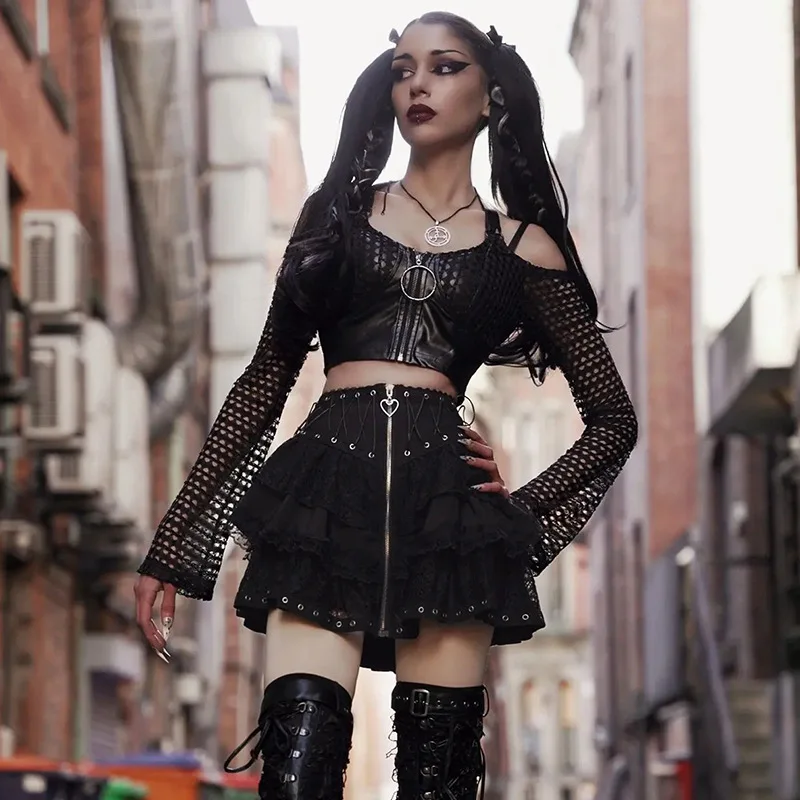 国内で当店のみ PINKSPINK - gothic moon zipper skirt Kaede Skirt - Dark in Love Women's
