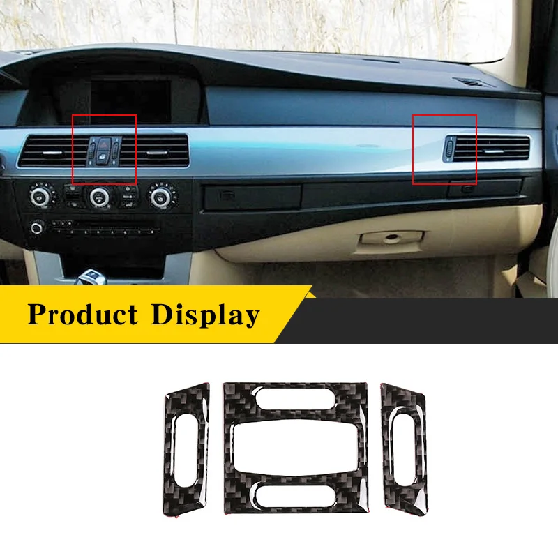 

For BMW 5 Series E60 E61 2004-2010 Auto Soft Real Carbon Fibe Center Control Air Vent Outlet Cover Trim Car Interior Accessories