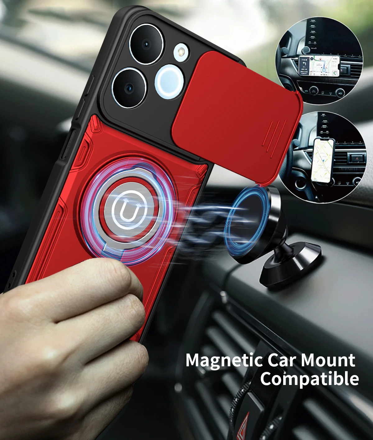 360° Rotating Magnetic Ring Holder Phone Case with Magsafe Protective Cover