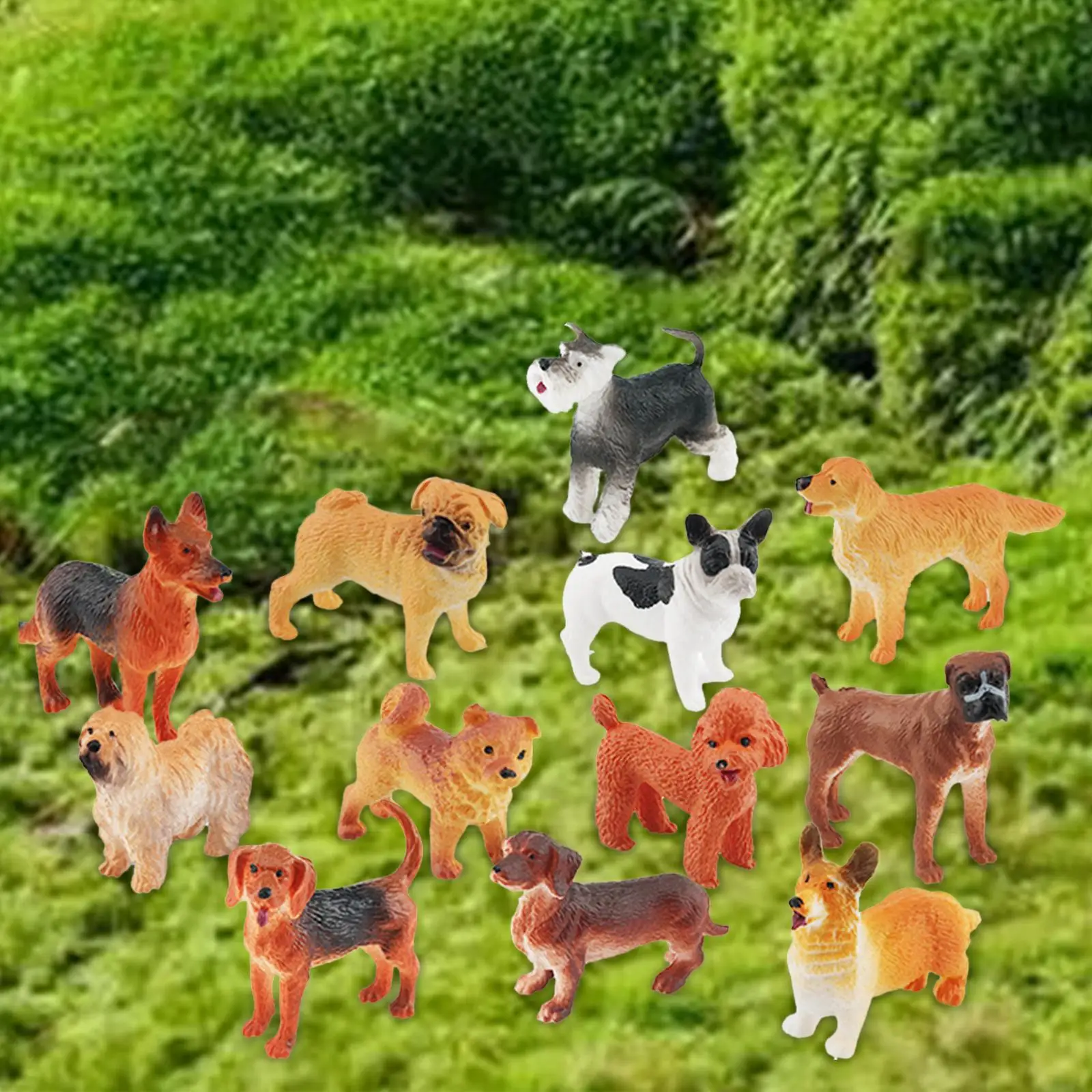 

12Pcs Simulation Dog Figurines Toy Set Dog Miniature Playset for Ornaments