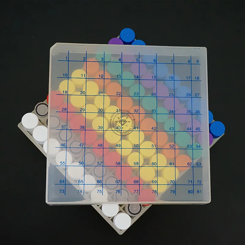 81 Pieces Plastic 1.8ml Freezing Tube + One Piece 81 Vents Plastic Freezing Tube Storage Box for Experiment plastic test tubes centrifuge tube
