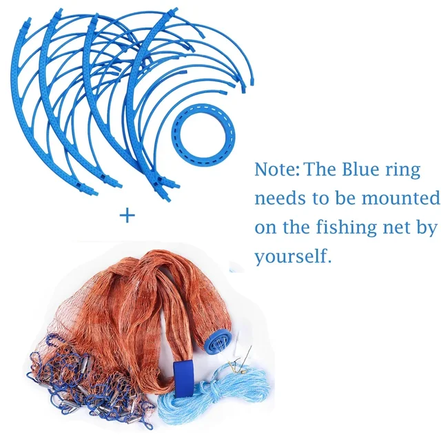 Lawaia Outdoor Cast Network with Steel Pendant Nylon Braided Line Hand Throw Fishing Net with Big Plastic Blue Ring Network 2
