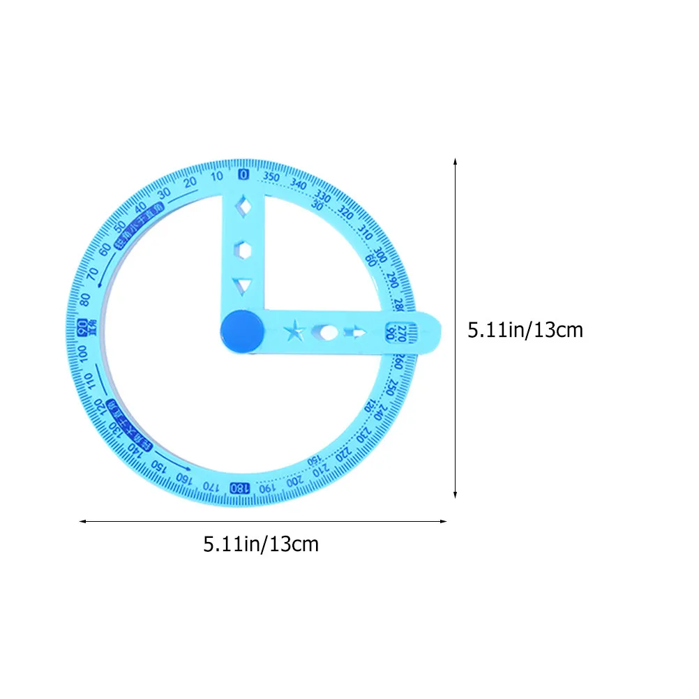 6Pcs 360도 원형 각도기 투명 컬러 디자인 수학 학생을 위한 명확한 눈금선 교사 제도용 자 측정 도구