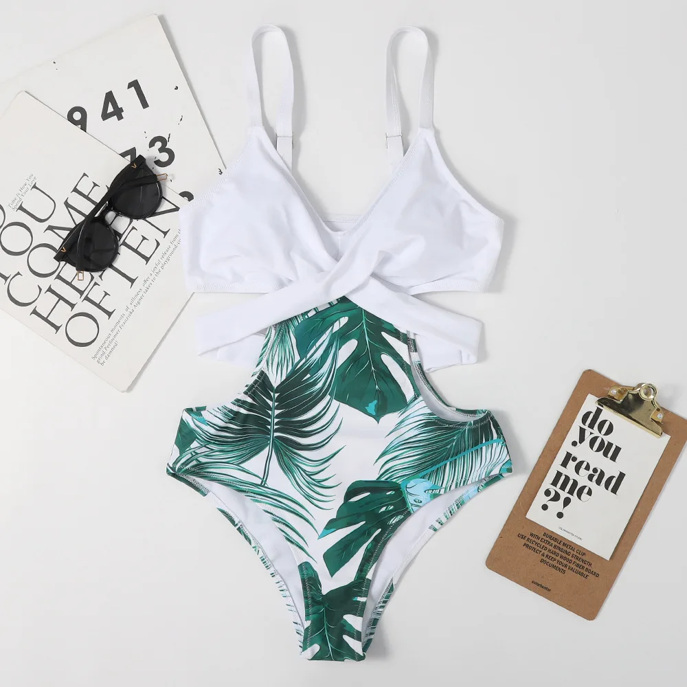 Two-pieces Women Floral 2023 Push-up Padded Bra Bikini Women Summer Sexy Printed One-piece Halter Bikini Swimsuit New Biquin