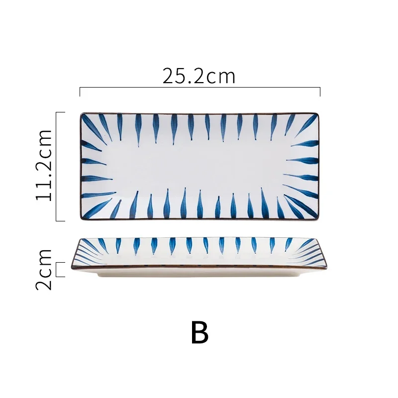 Rectangular Japanese Style Ceramic Dinner Plate Kitchen Sushi Steak Dessert Sushi Porcelain Plates Dining Room Tableware Set