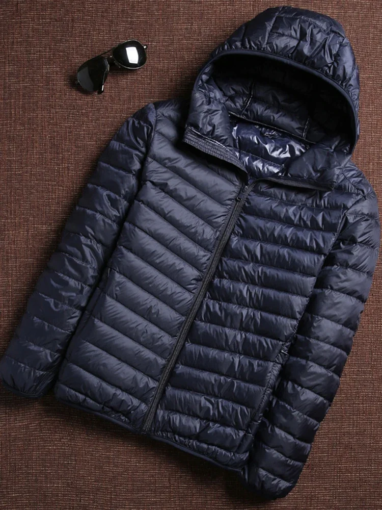 Chaqueta de plumón de pato ultraligera para hombre, abrigo de plumas con capucha, ropa de calle coreana, ropa cálida, marca de moda, primavera y otoño