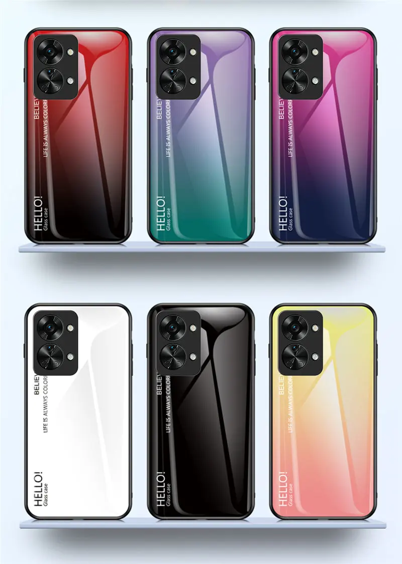 Gradient Tempered Glass Back Cover with Soft Silicon Bumper