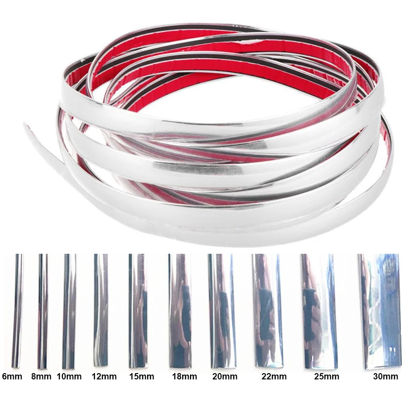13M Silver Car Chrome Decoration Moulding Trim Strip Tape Auto DIY Protective Sticker 6mm Universal Bumper Window Door Protector car stickers car door stickers car reflective stickers car bumper sticker car reflective tape sticker carbon fiber car stickers car headlight stickers