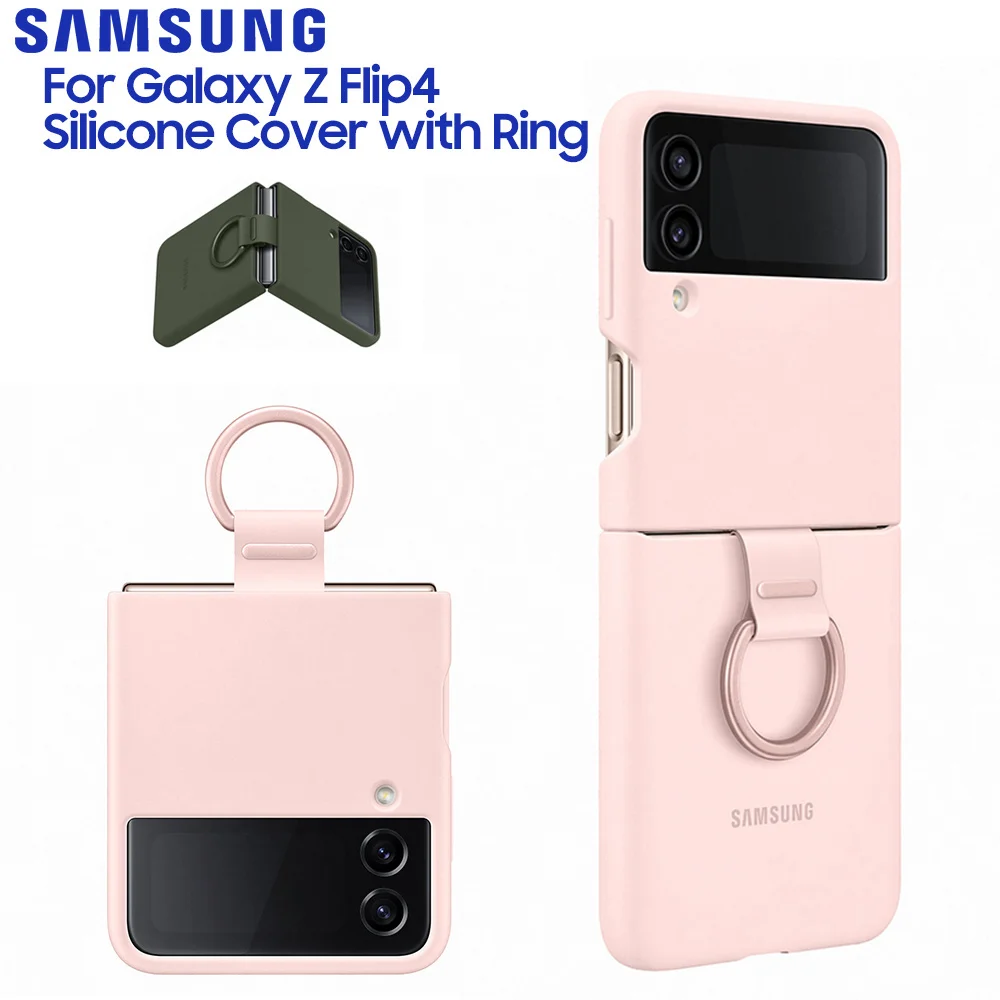 Galaxy Flip 4 Ring Original Silicone Protection Cover Z Flip 4 Case Official Mobile Phone