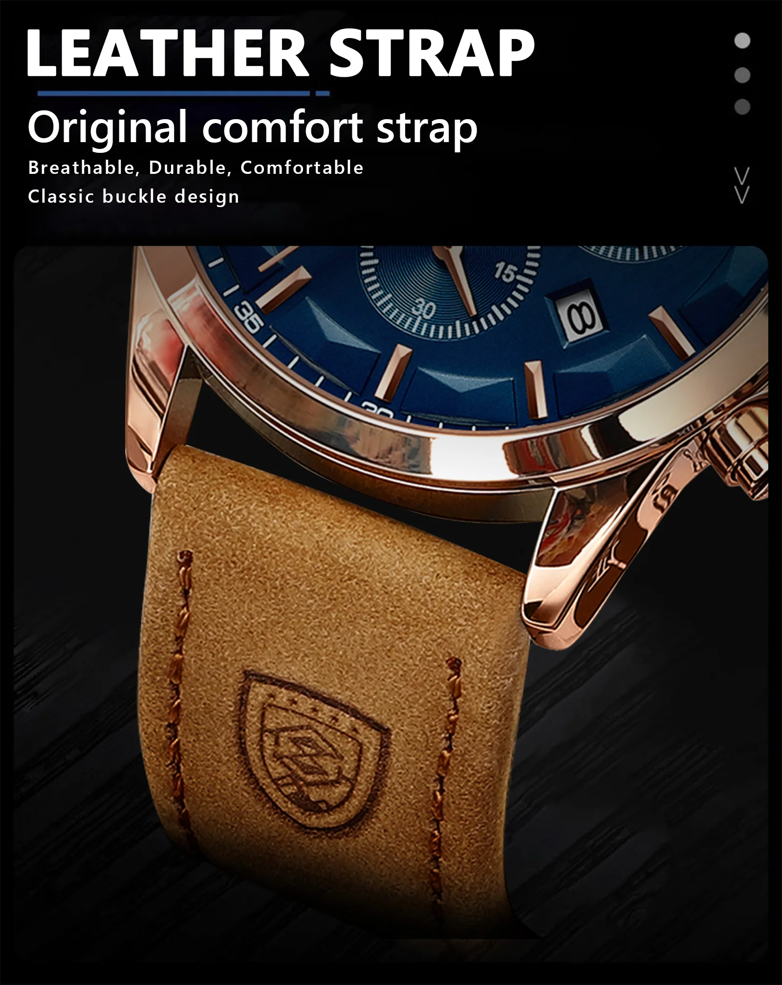 Relógio masculino de quartzo cronógrafo à prova d'água com data_voghion.com