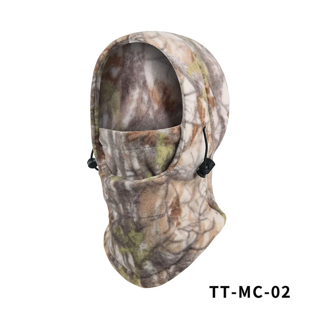 Winter Outdoor Windproof Whole Head Fleece Headgear Keep Warm Hat CS Hunting Fishing Bionic Camouflage Cap Cycling Face Mask