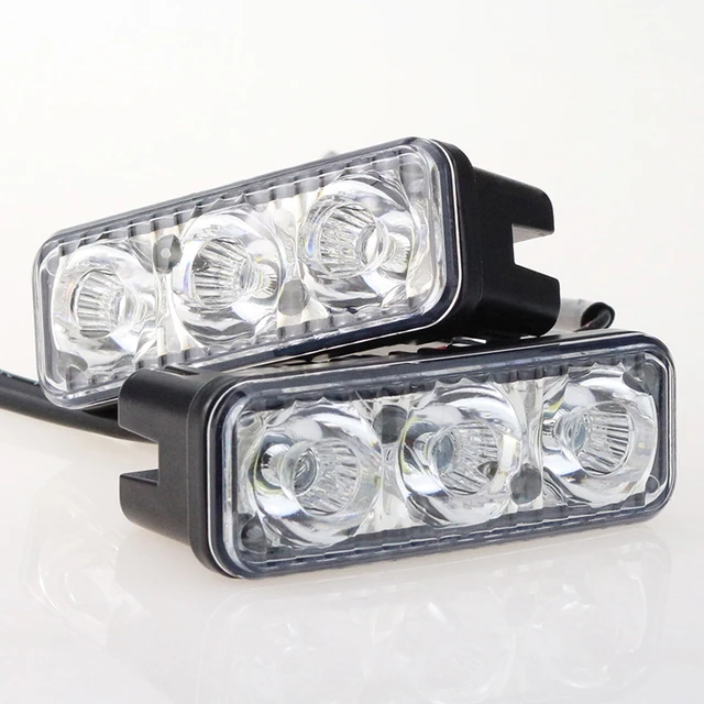 3LED Car Daytime Running Light Waterproof Auto LED Work Light 12V Car LED Warning Light for Car SUV Sedan for Automobile Vehicle 2