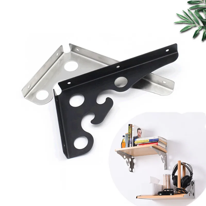 2pcs Stainless Steel Triangle Folding Angle Bracket Heavy Support Adjustable Wall Mounted Set-top Box Faceplate Book Iron Shelf |
